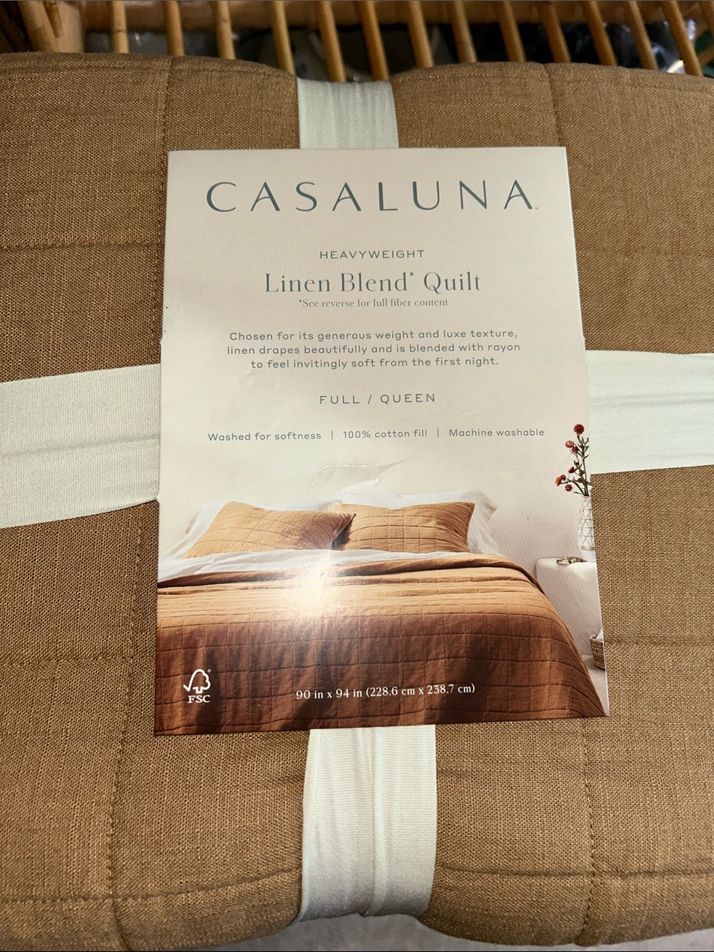 Casaluna F/Q Heavyweight Linen Blend Quilt in warm Brown